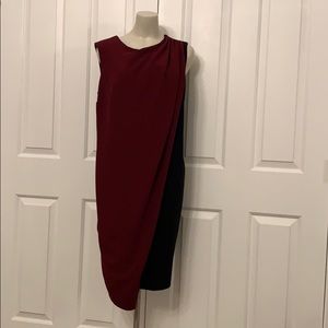ASOS curve maroon and black draped dress